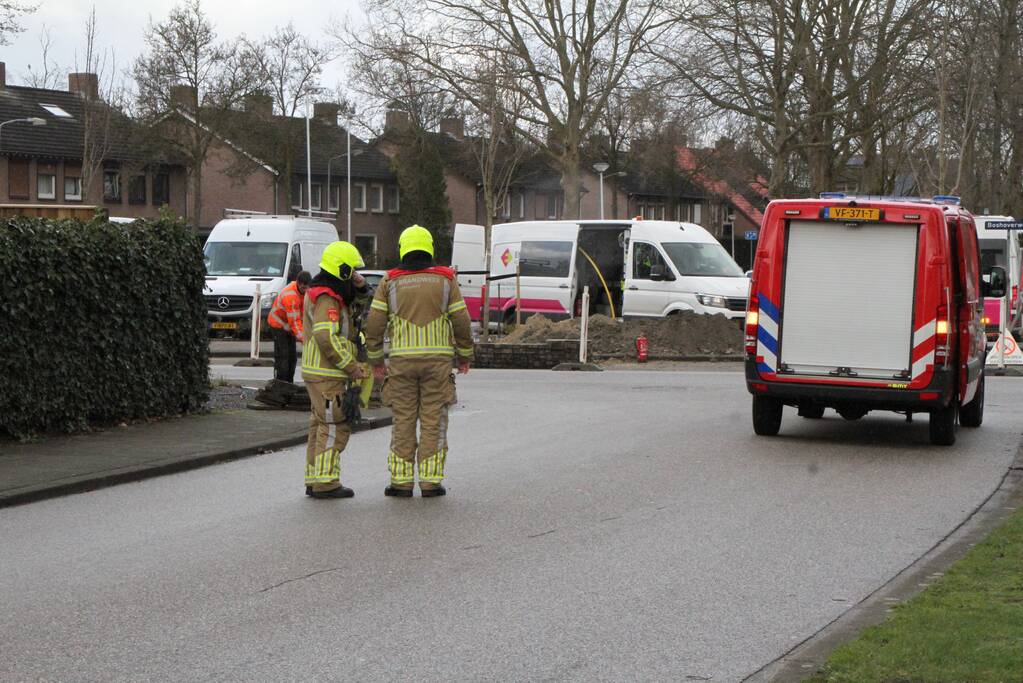 Gasleiding geraakt tijdens werkzaamheden