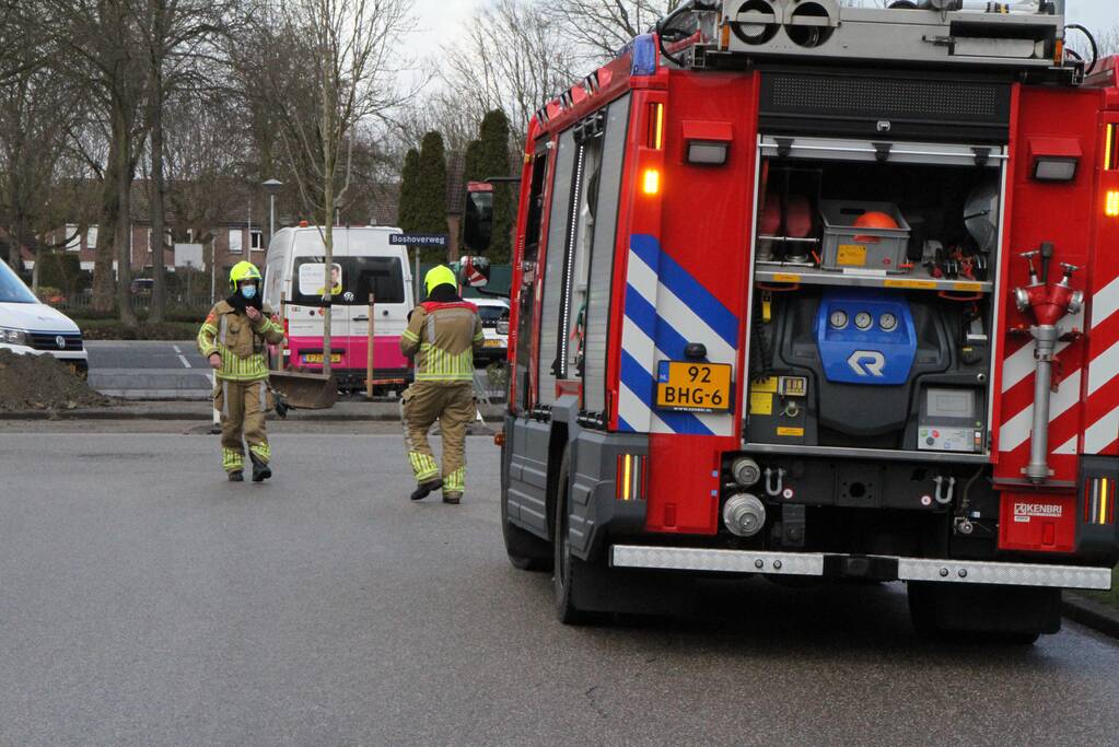 Gasleiding geraakt tijdens werkzaamheden