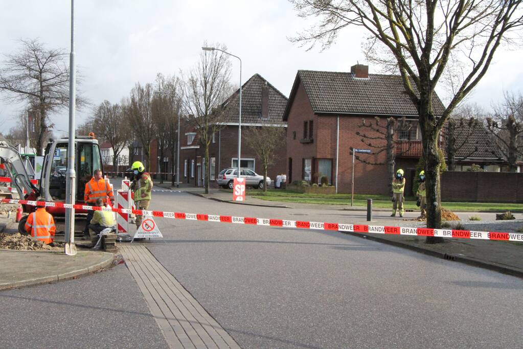 Gasleiding geraakt tijdens werkzaamheden
