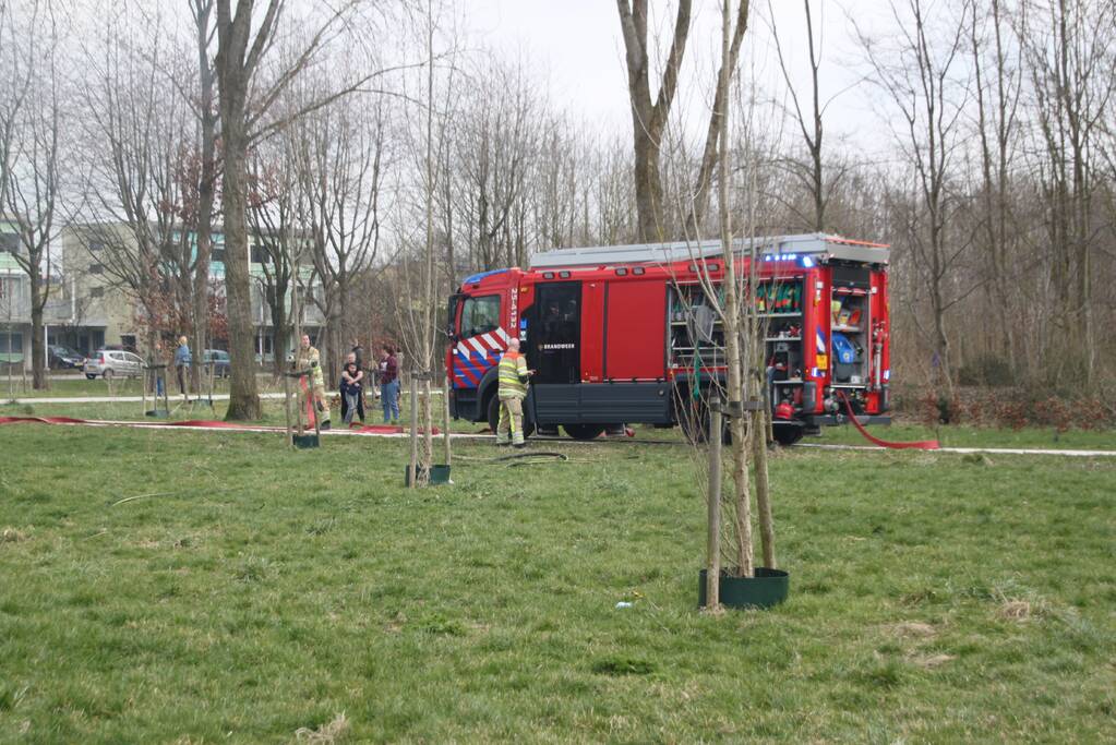 Stuk riet Meridiaanpark in brand