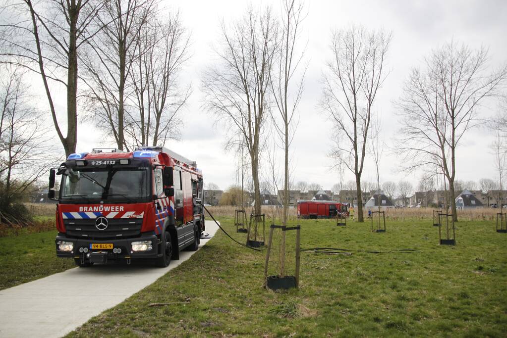 Stuk riet Meridiaanpark in brand