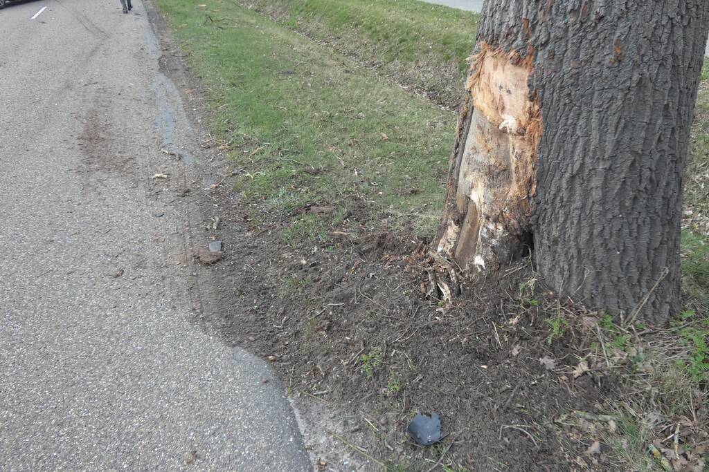 Persoon gewond bij botsing met boom