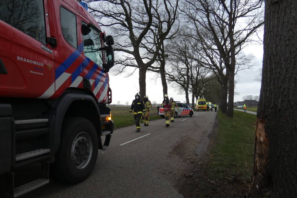 Persoon gewond bij botsing met boom