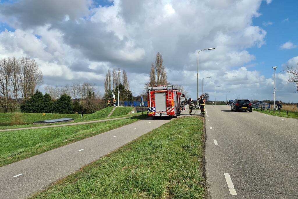 Brandweervrouw haalt kat uit sluistrap