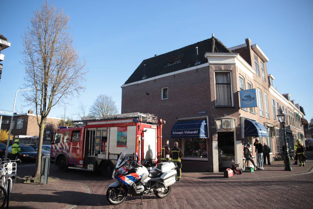 Schaap's Vishandel loopt vol met rook na brandende wasdroger