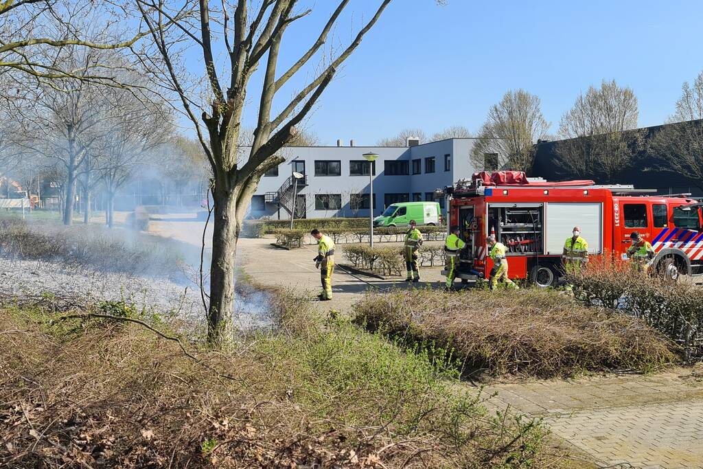 Brand ontstaan in berm