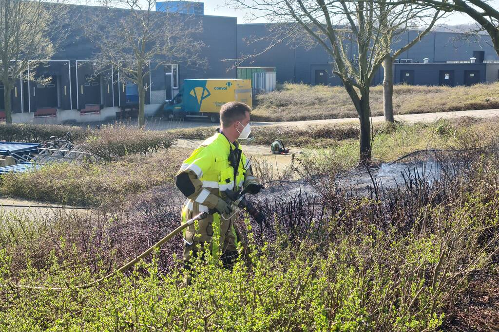 Brand ontstaan in berm