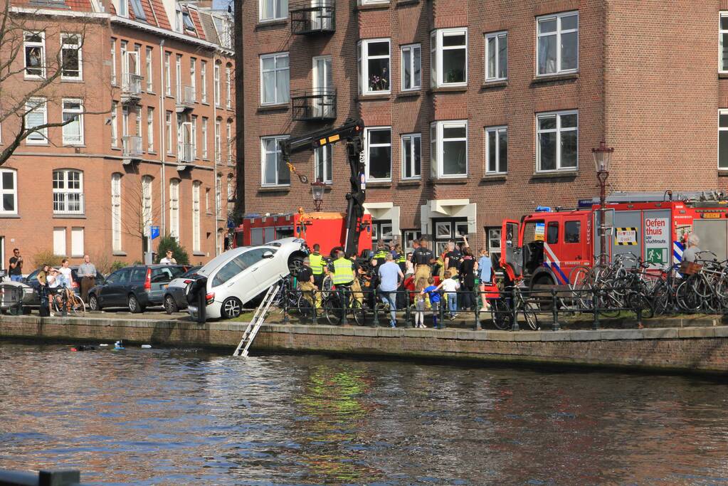 Auto rijdt van kade af