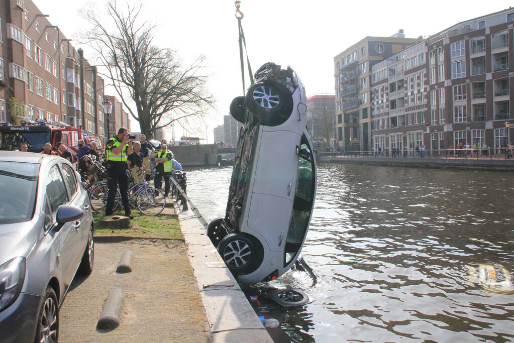 Auto rijdt van kade af