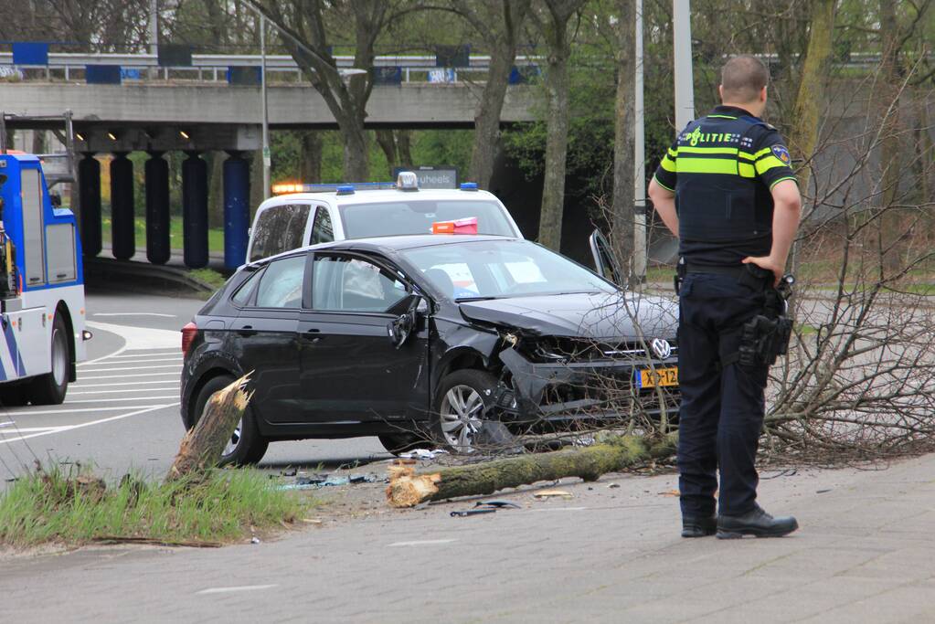 Auto botst tegen boom aan