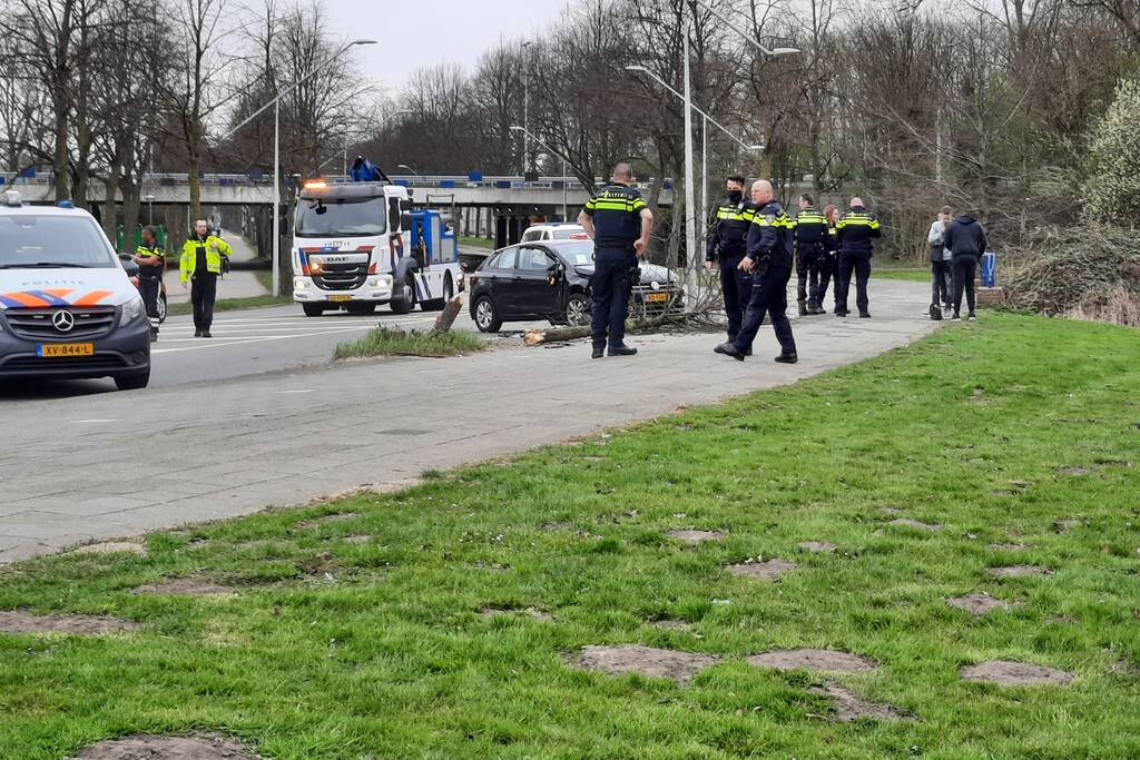 Auto botst tegen boom aan