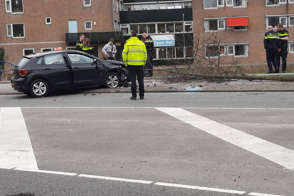 Auto botst tegen boom aan