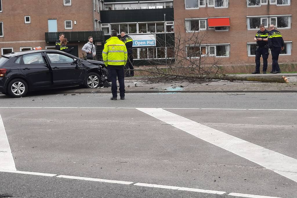 Auto botst tegen boom aan