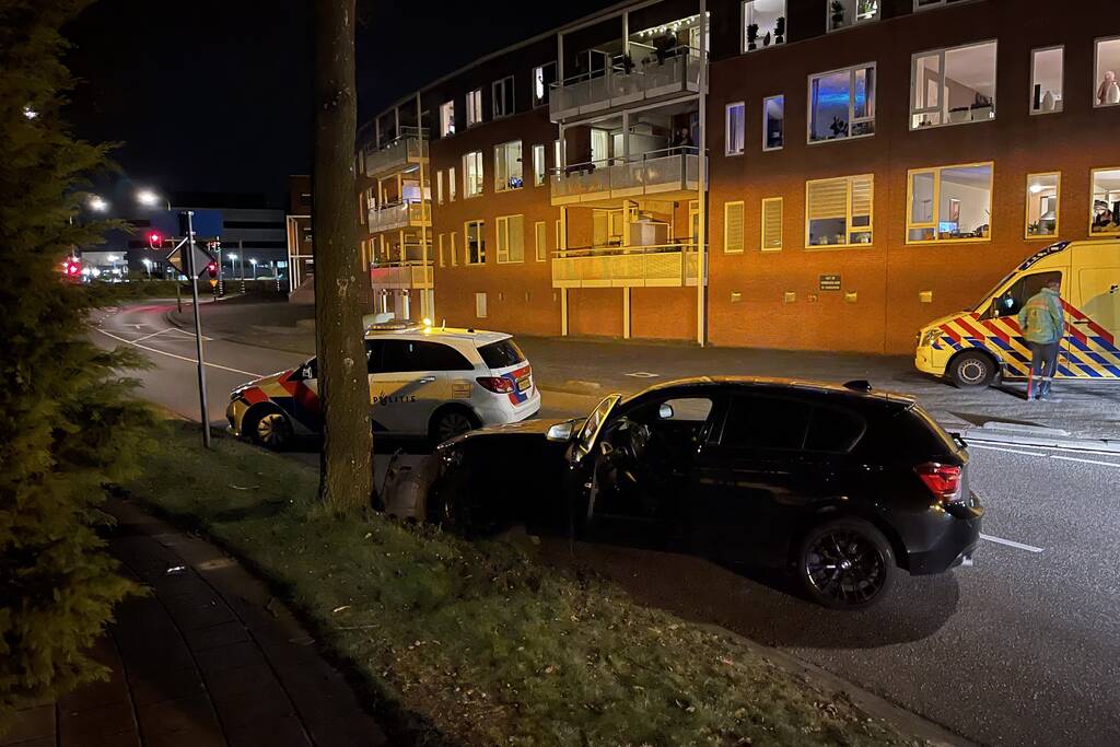 Auto vliegt uit de bocht en knalt tegen boom