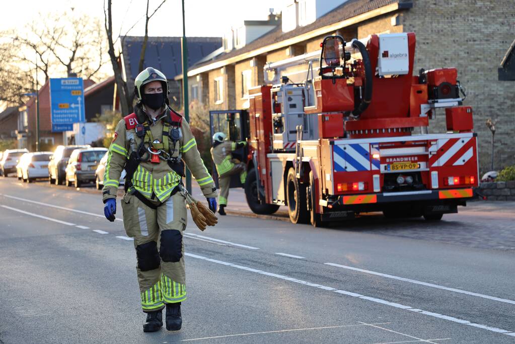 Brandweer en dierenambulance doen poging om vastzittende vogel te bevrijden