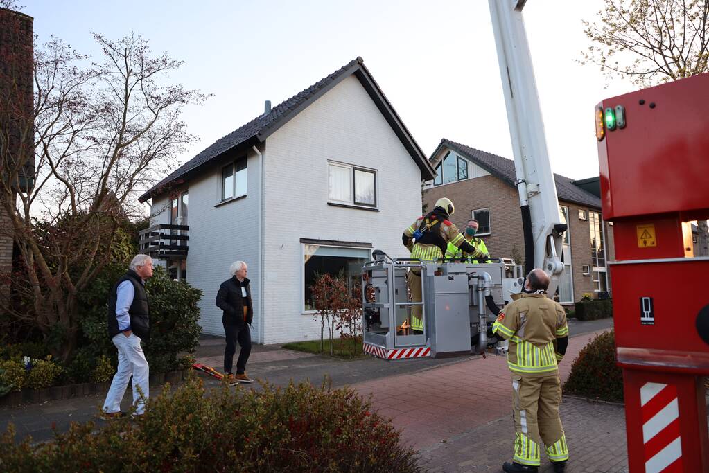 Brandweer en dierenambulance doen poging om vastzittende vogel te bevrijden