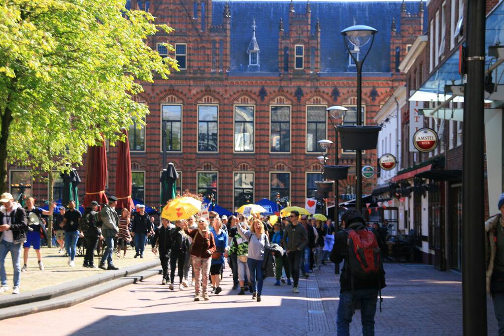 Drukte bij demonstratie in binnenstad