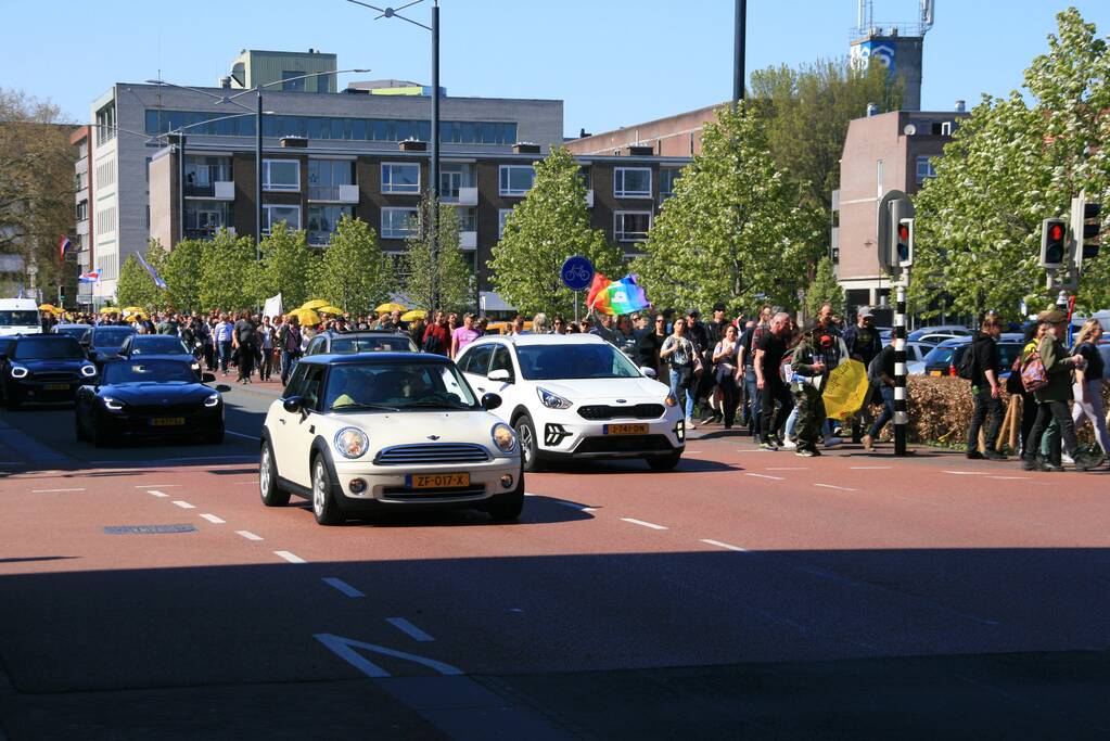 Drukte bij demonstratie in binnenstad