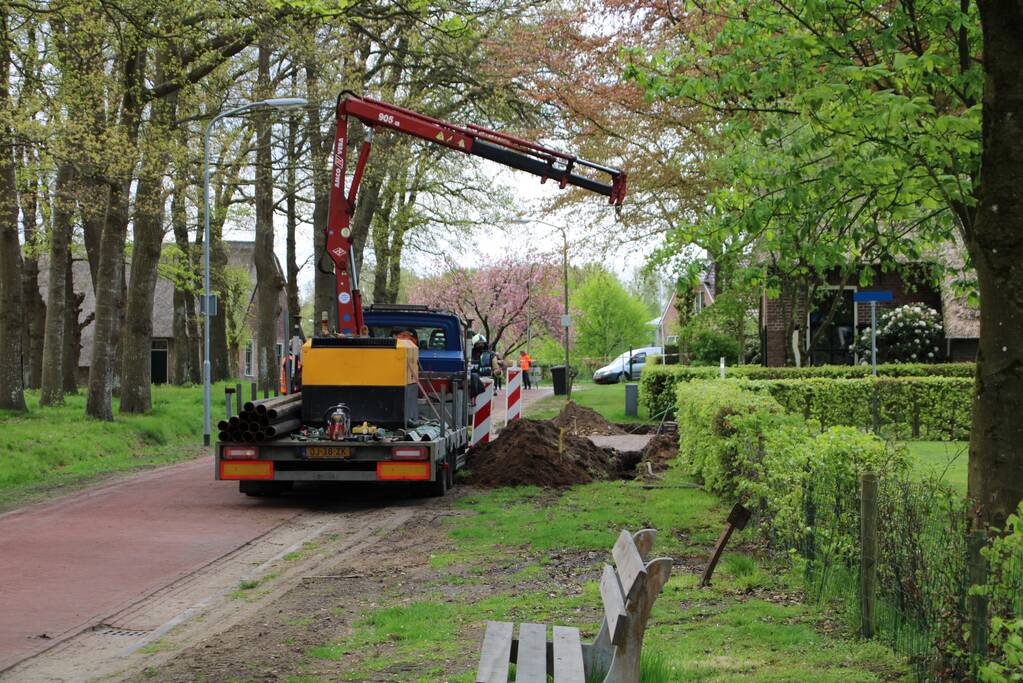 Gasleiding geraakt bij graafwerkzaamheden
