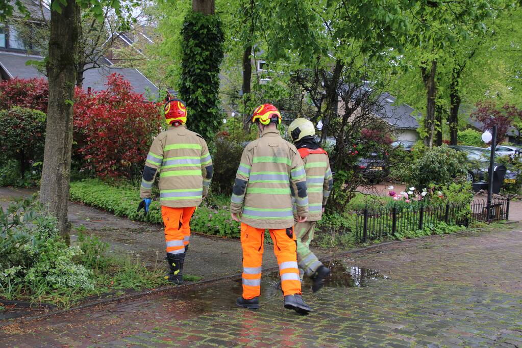 Brandweer zaagt boom in stukken