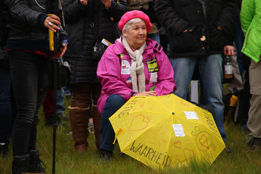 Demonstranten demonsteren tegen kabinetsbeleid