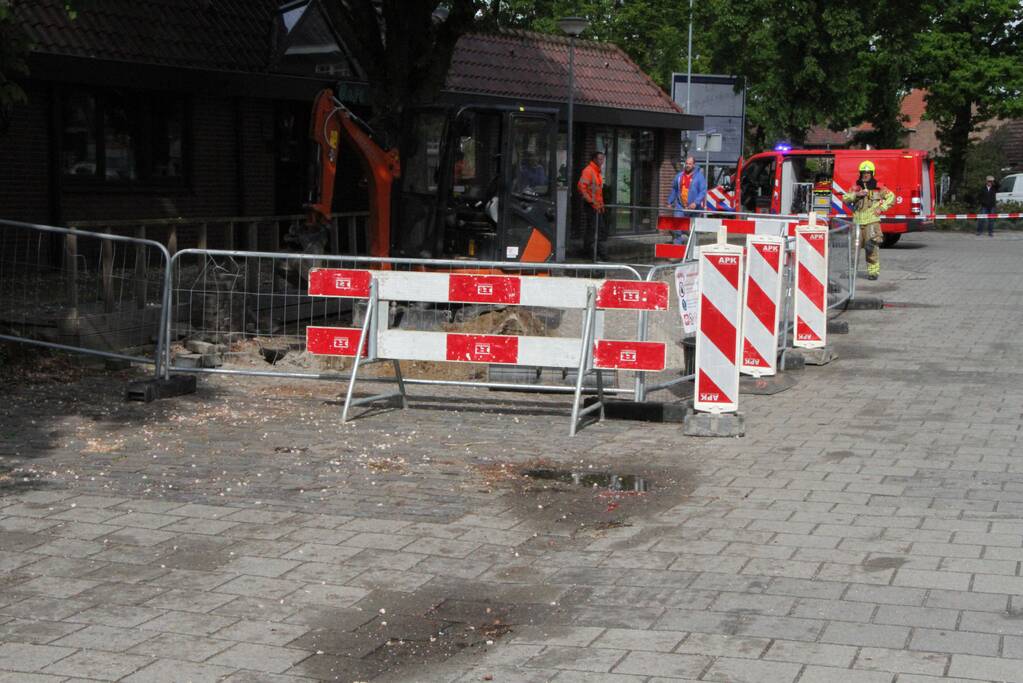 Gasleiding geraakt bij graafwerkzaamheden