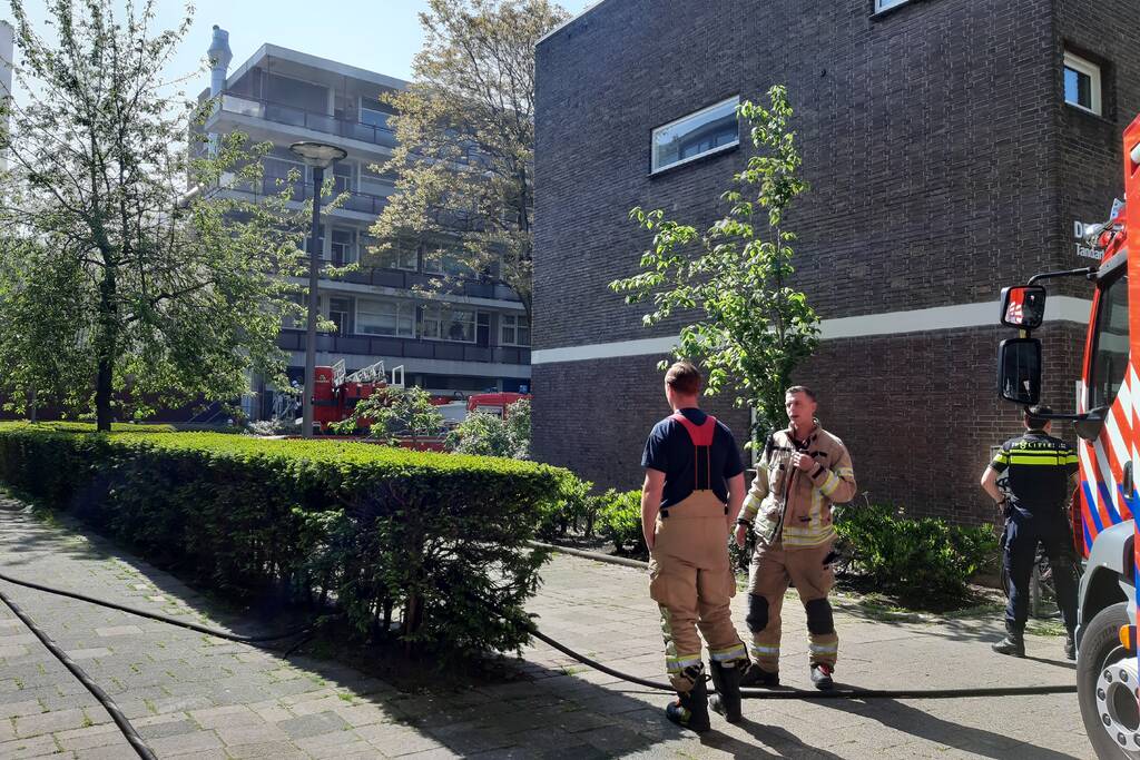 Brand in spoelkeuken van restaurant