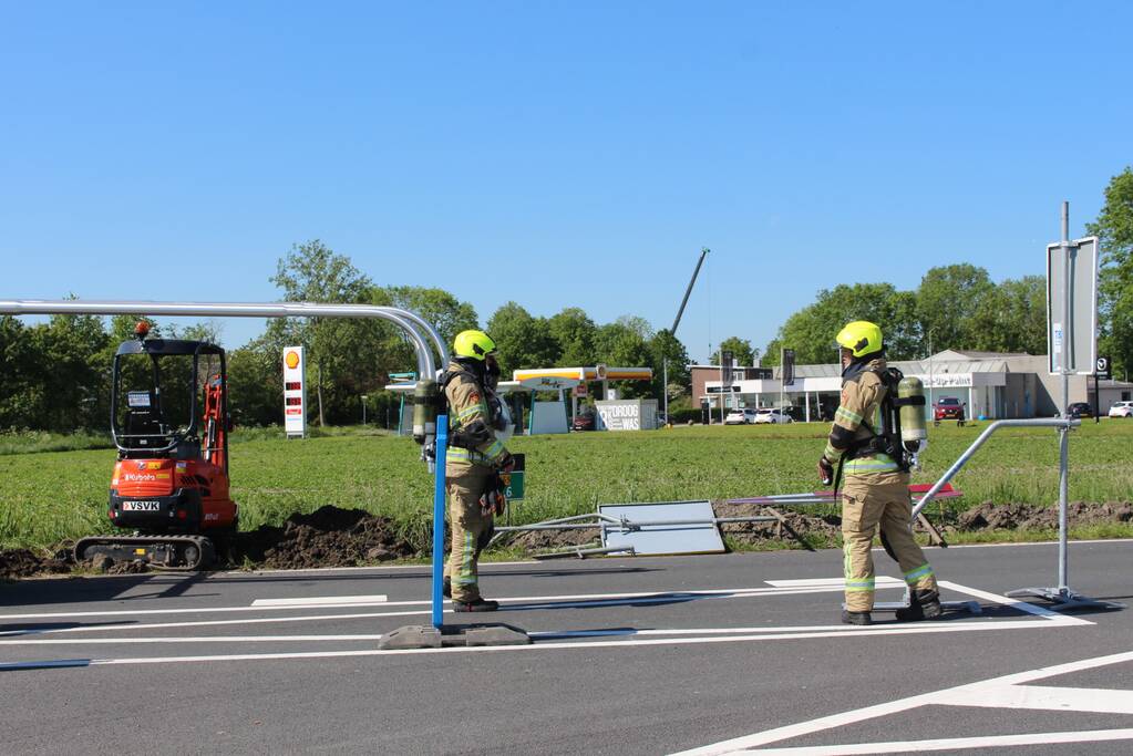 Gasleiding geraakt bij plaatsen van lantaarnpaal