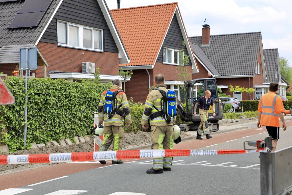 Gasleiding geraakt bij graafwerkzaamheden