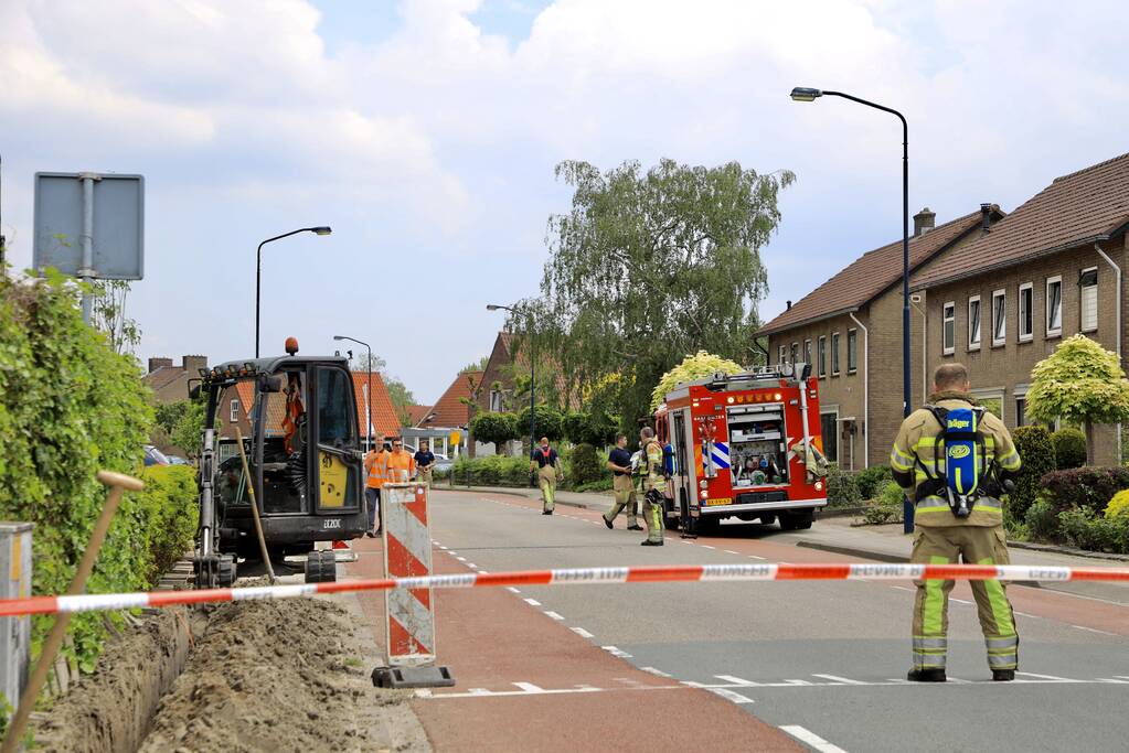 Gasleiding geraakt bij graafwerkzaamheden