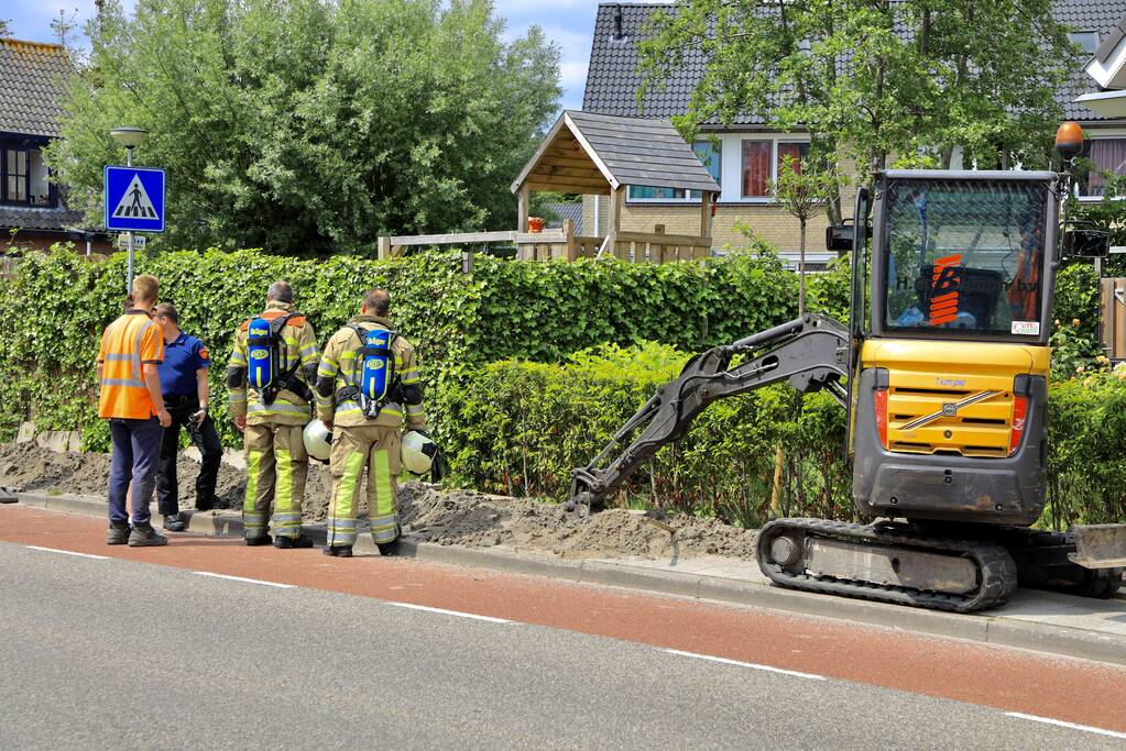 Gasleiding geraakt bij graafwerkzaamheden