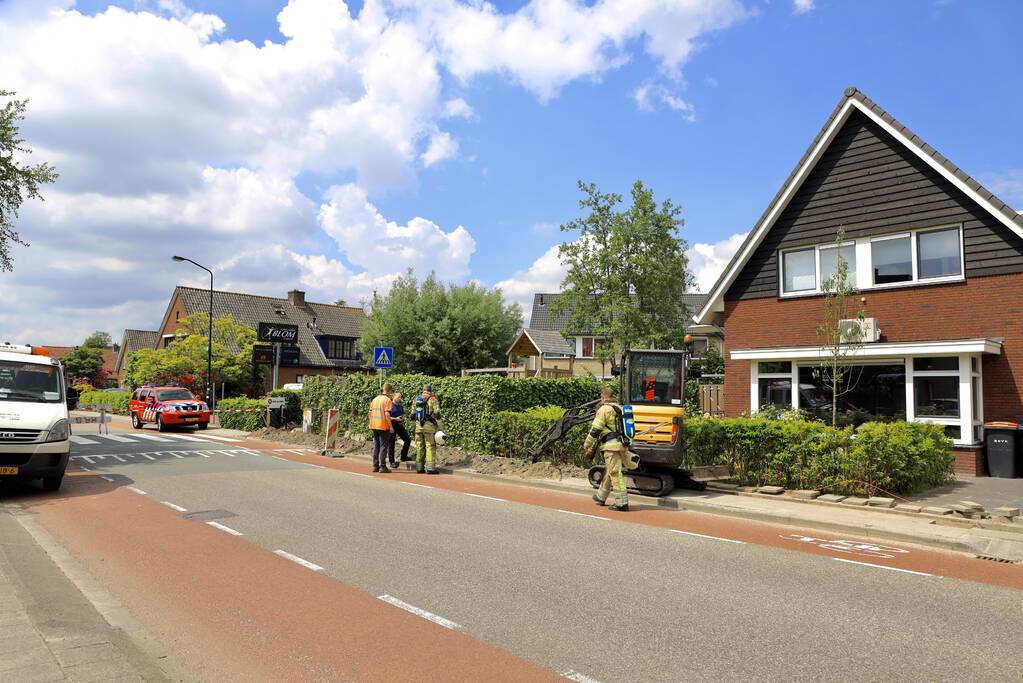 Gasleiding geraakt bij graafwerkzaamheden