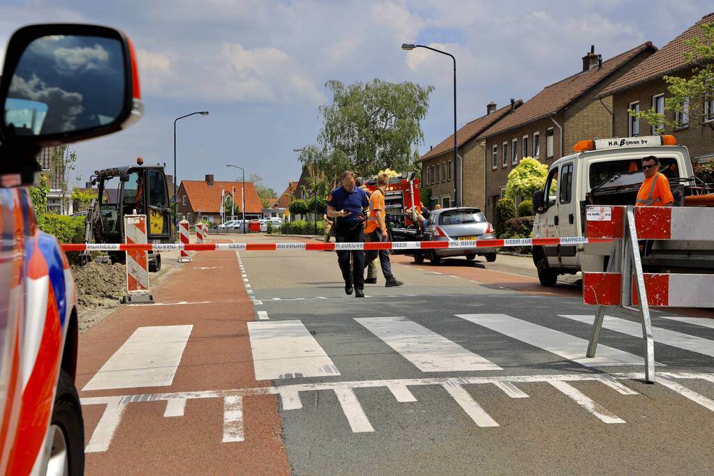 Gasleiding geraakt bij graafwerkzaamheden