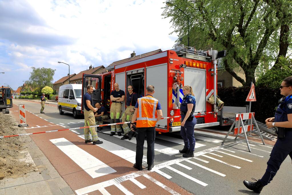 Gasleiding geraakt bij graafwerkzaamheden