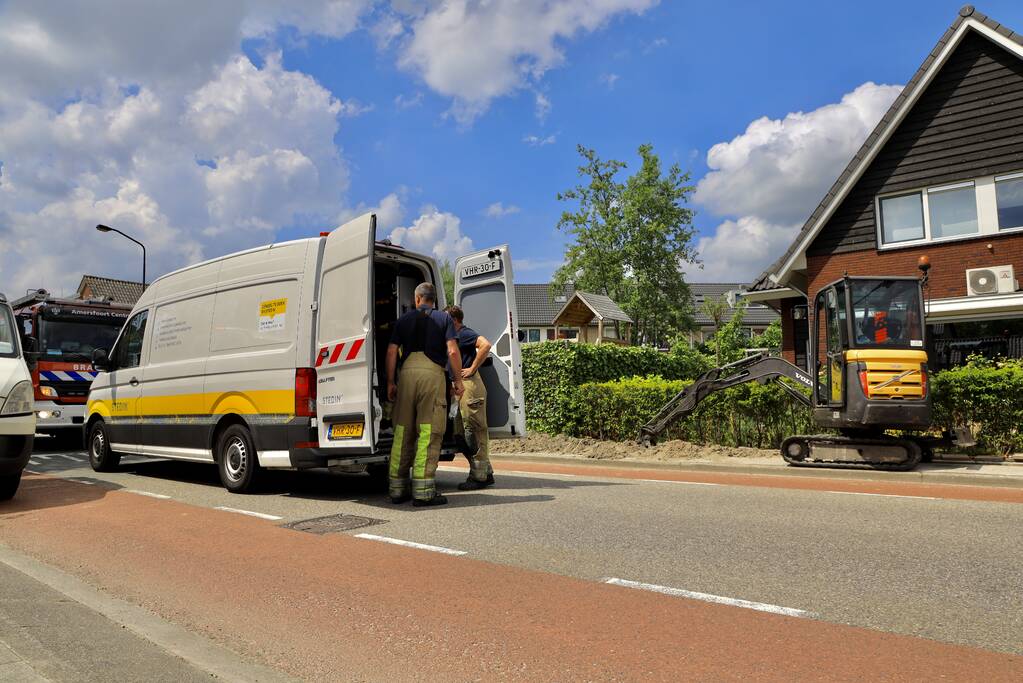 Gasleiding geraakt bij graafwerkzaamheden