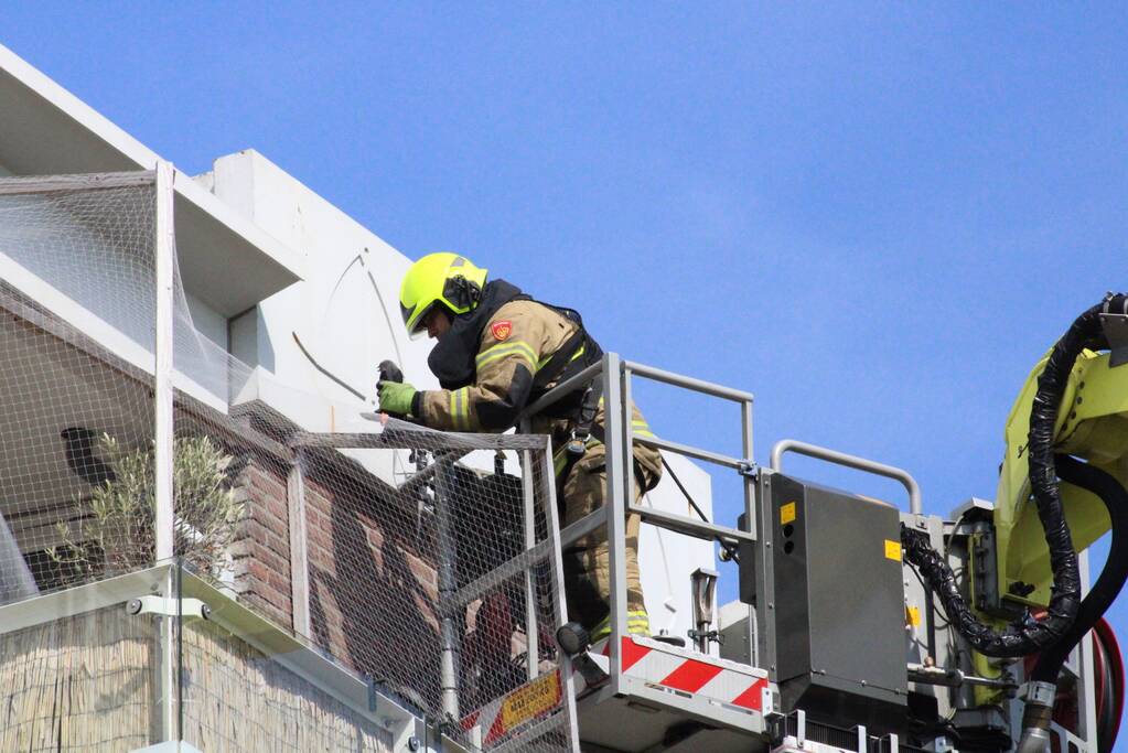 Vogel gered met brandweer hoogwerker