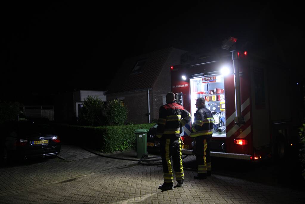 Brand tegen schuurwand