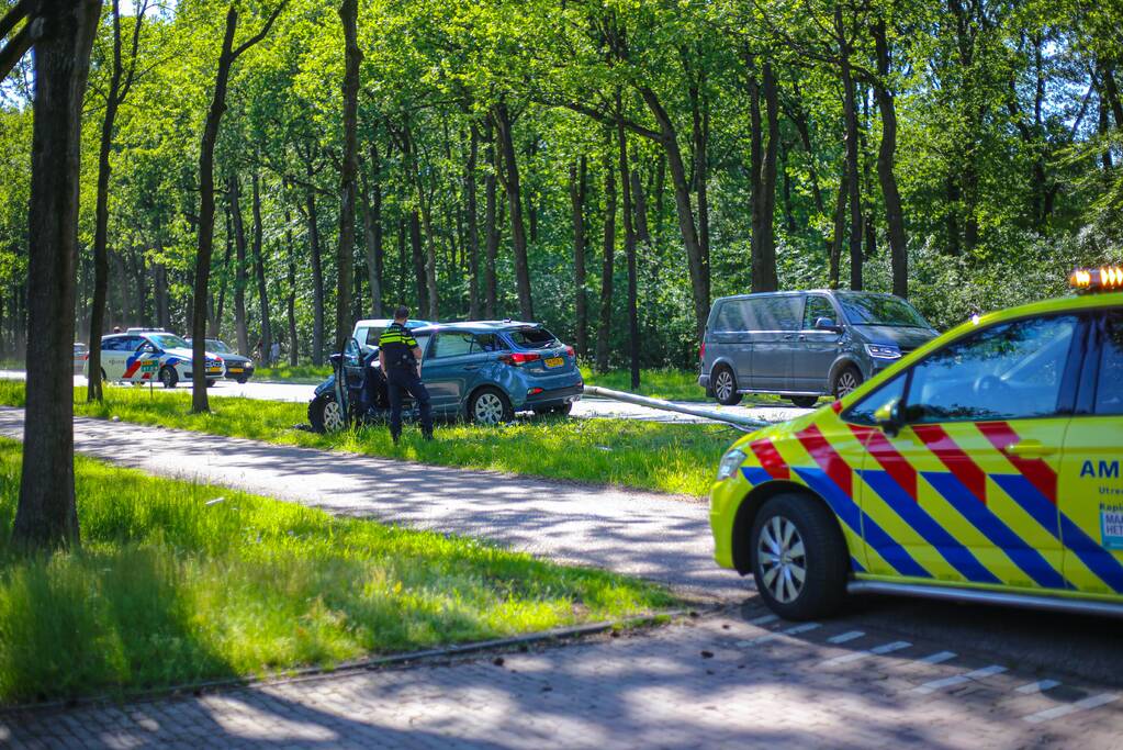 Personenauto belandt op boom
