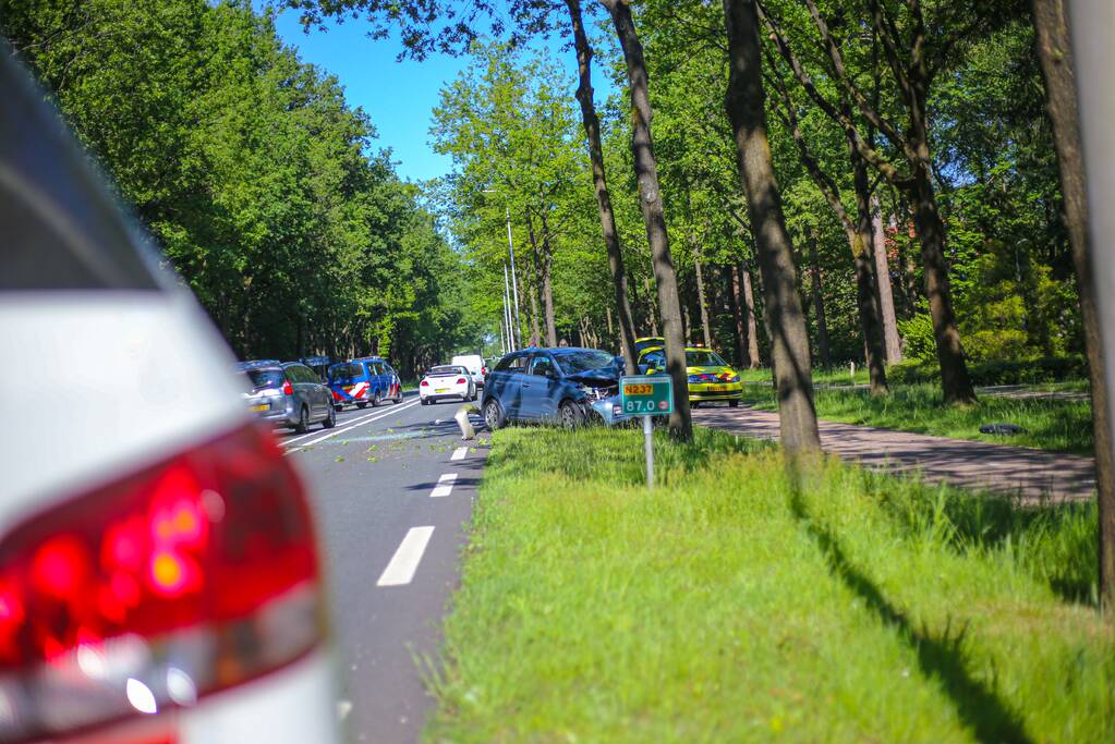 Personenauto belandt op boom