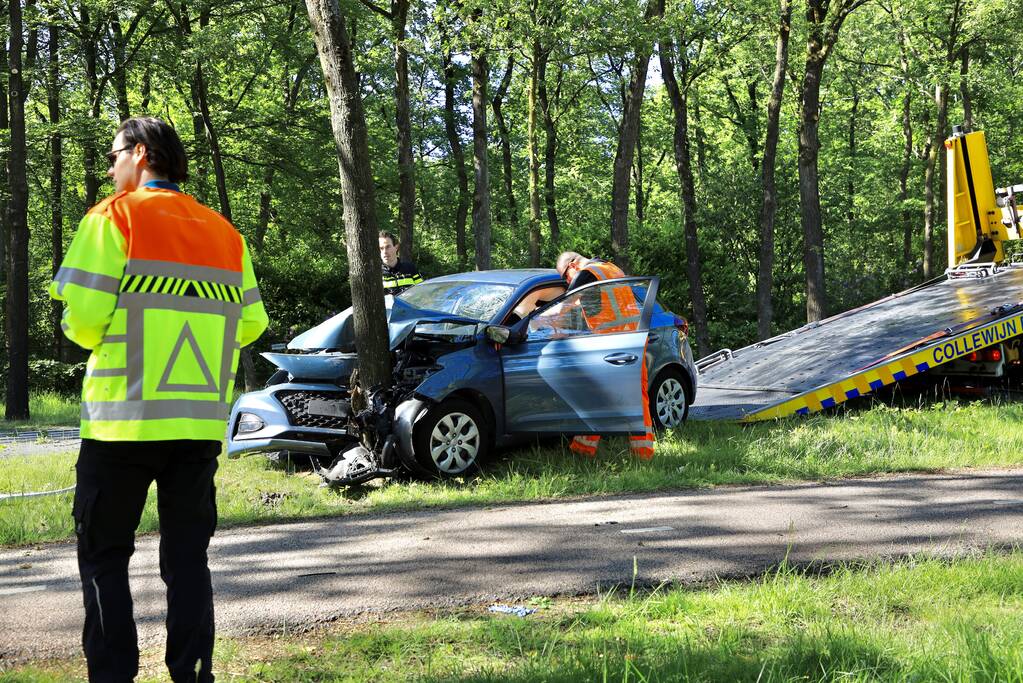 Personenauto belandt op boom