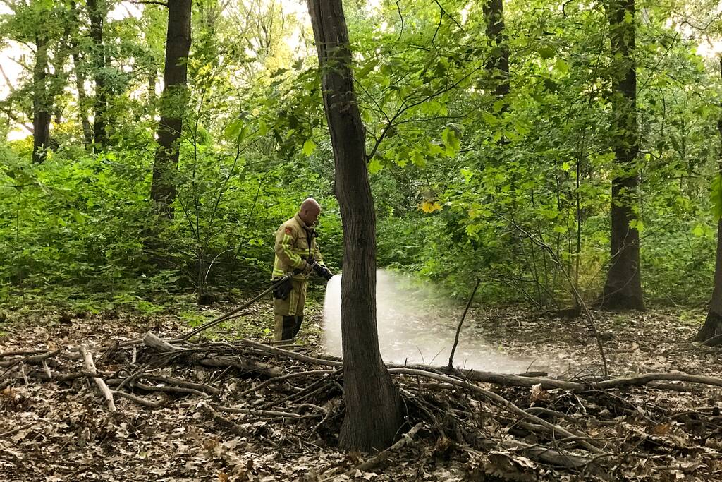 Brandweer blust twee buitenbranden in bos