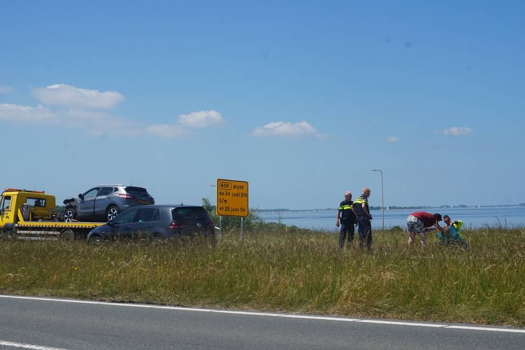 Ongeval tussen personenauto en caravan