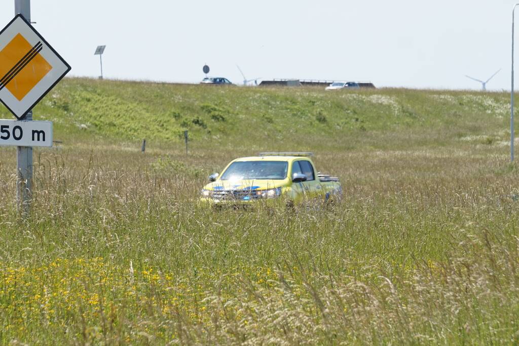 Ongeval tussen personenauto en caravan