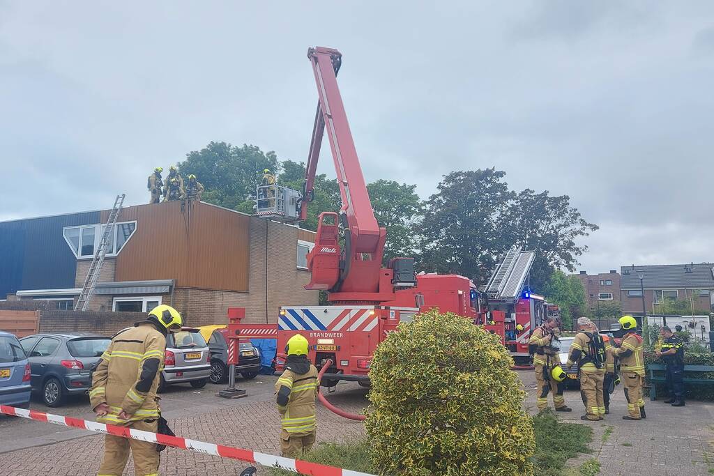 Brand op dak van woning door werkzaamheden