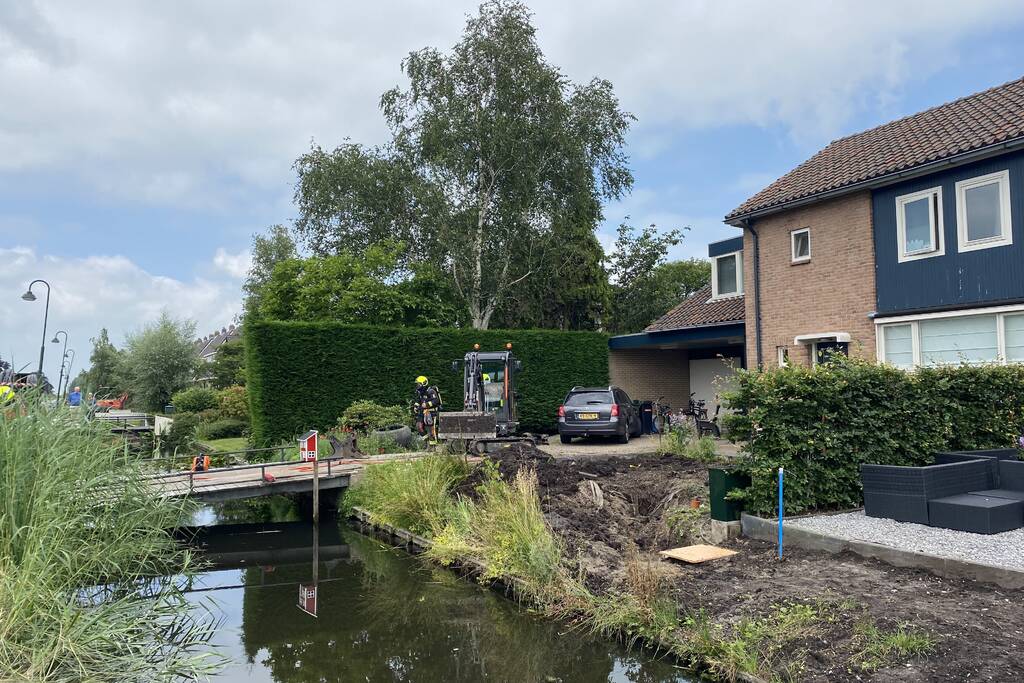 Gaslekage ontstaan bij werkzaamheden in tuin