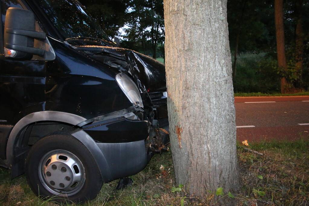 Bestelbus kom tegen boom tot stilstand