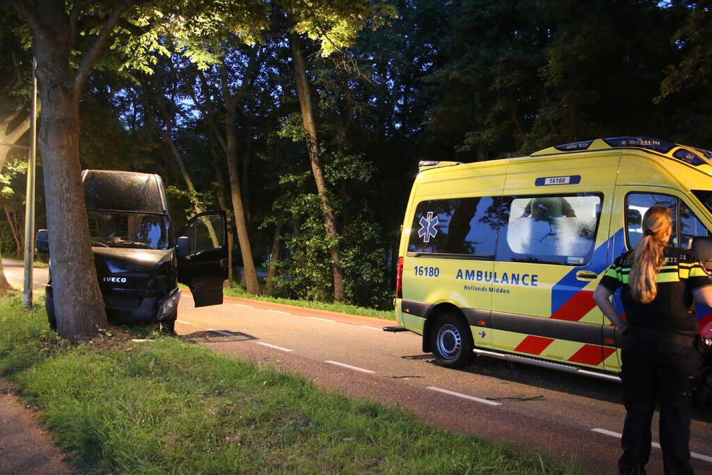 Bestelbus kom tegen boom tot stilstand