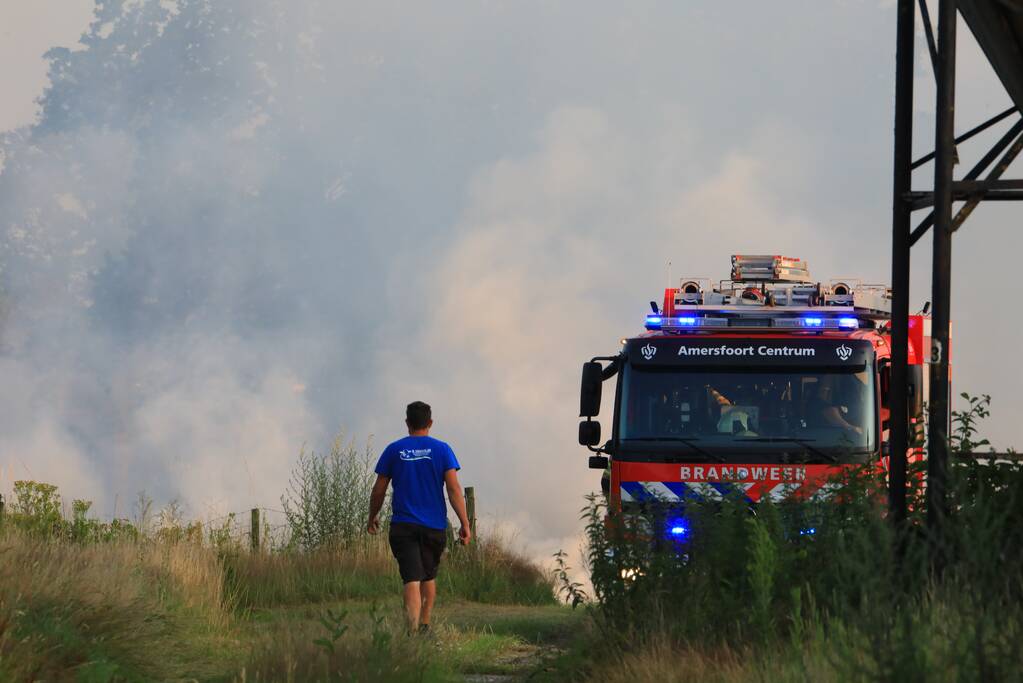 Enorme rookwolken door brand in gemaaid gras