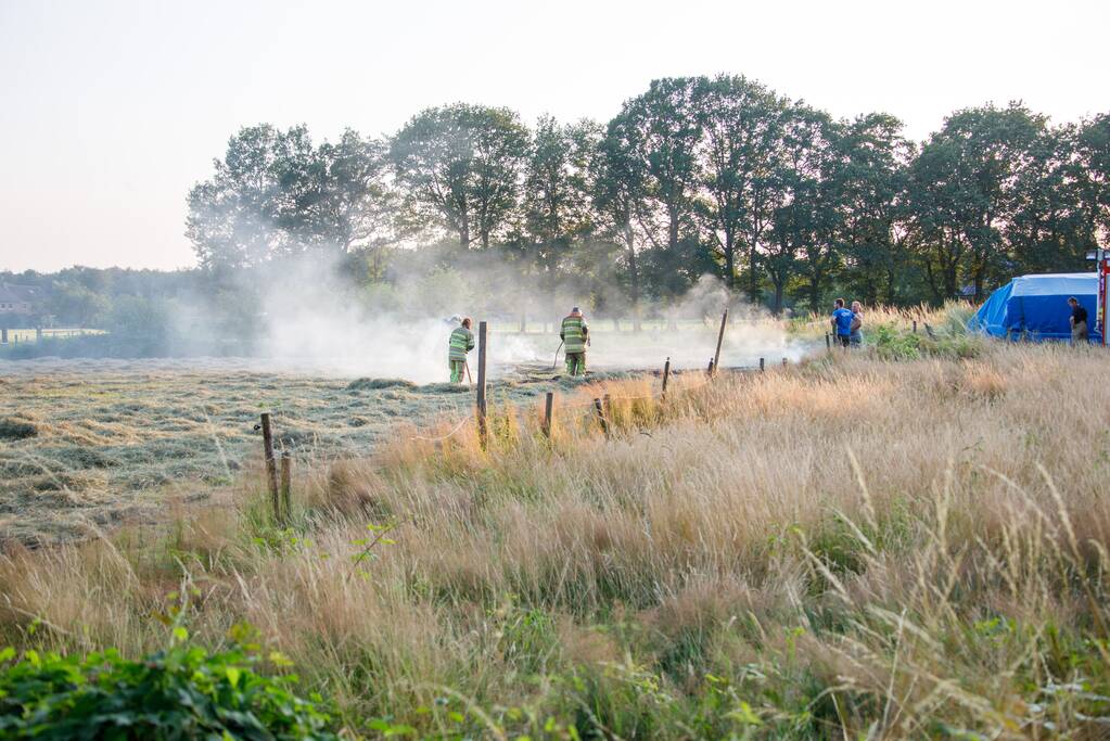 Enorme rookwolken door brand in gemaaid gras