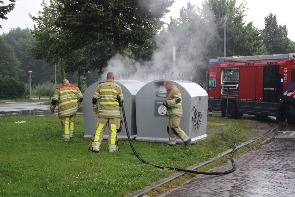 Veel rookontwikkeling door brand in container